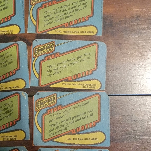 Set of 9 Vintage 1980 Star Wars Trading Cards - Picture 6 of 7